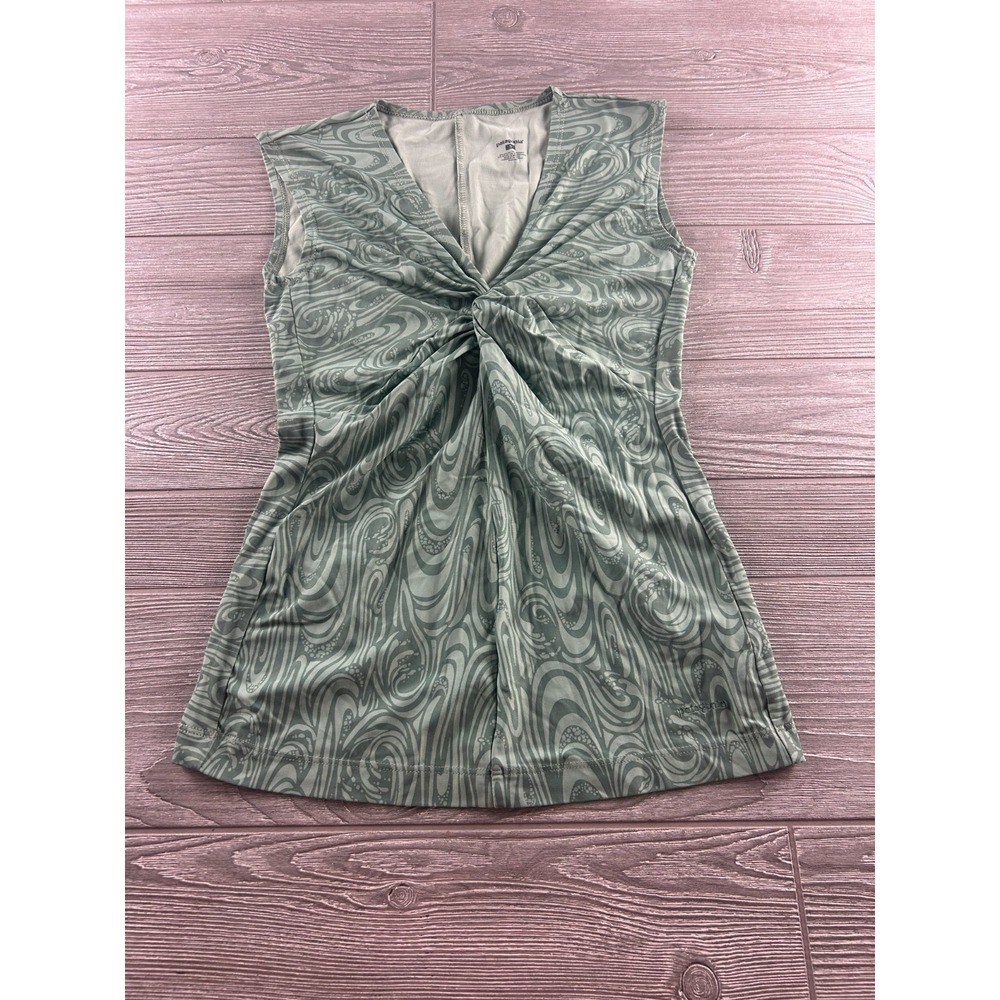 Patagonia Womens Bandha Top S Green Bamboo Print Stretchy Outdoor Tunic
